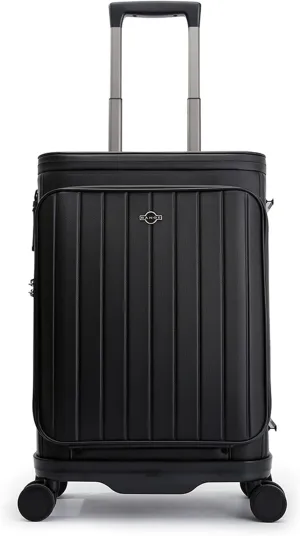 feilario 20in Luxury Hardshell Carry-On Luggage, Microfiber PC Spinner Wheels Airline-Approved Suitcase with TSA-Approved Lock for Effortless Travel (Black)