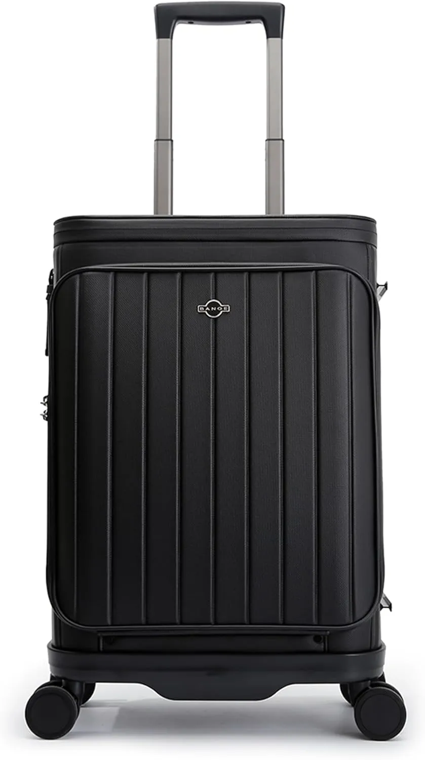 feilario 20in Luxury Hardshell Carry-On Luggage, Microfiber PC Spinner Wheels Airline-Approved Suitcase with TSA-Approved Lock for Effortless Travel (Black)