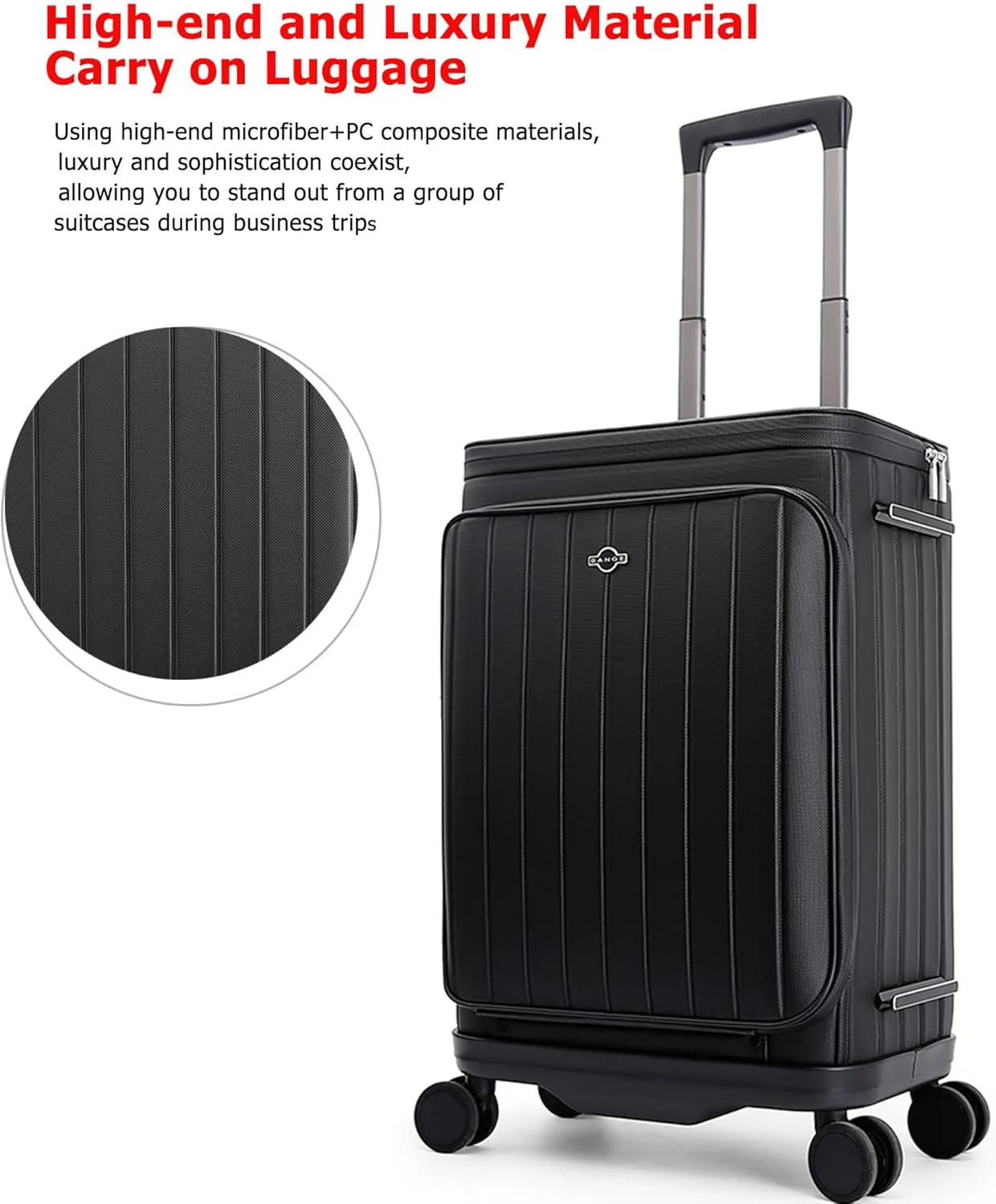 feilario 20in Luxury Hardshell Carry-On Luggage, Microfiber PC Spinner Wheels Airline-Approved Suitcase with TSA-Approved Lock for Effortless Travel (Silver)