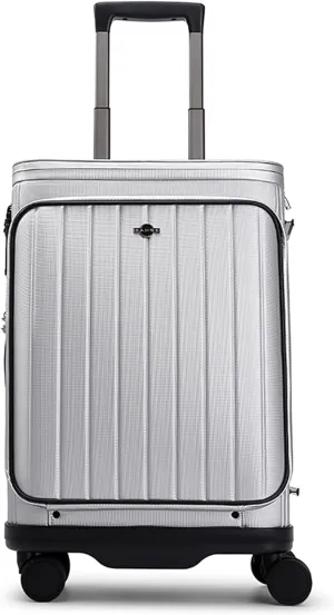 feilario 20in Luxury Hardshell Carry-On Luggage, Microfiber PC Spinner Wheels Airline-Approved Suitcase with TSA-Approved Lock for Effortless Travel (Silver)