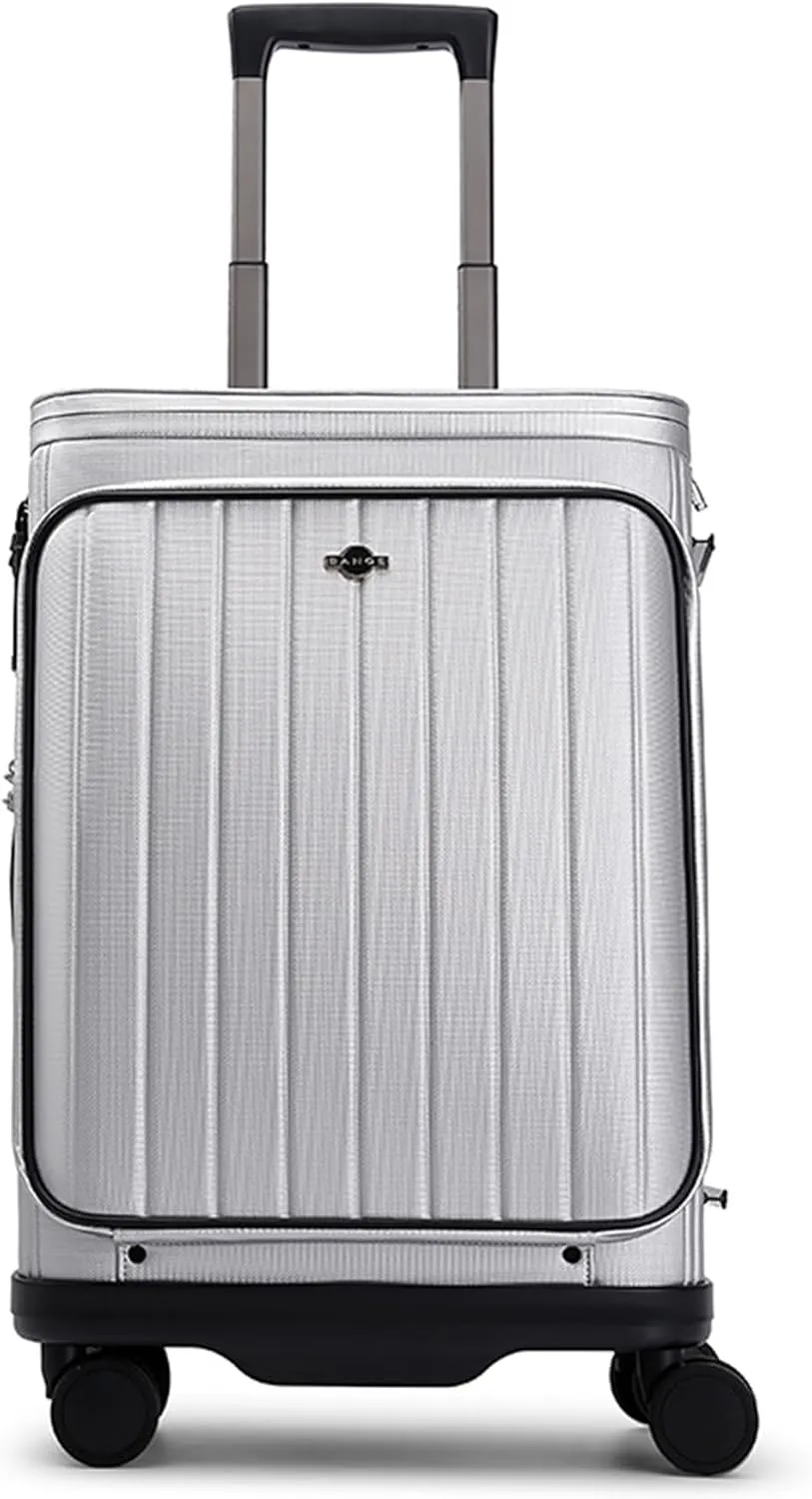 feilario 20in Luxury Hardshell Carry-On Luggage, Microfiber PC Spinner Wheels Airline-Approved Suitcase with TSA-Approved Lock for Effortless Travel (Silver)