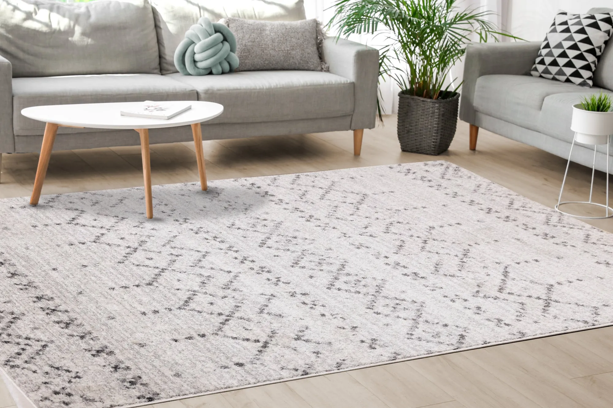 Focus Grey White Banded Global Inspired Rug by Kalora Interiors | Cheap Rugs Canada