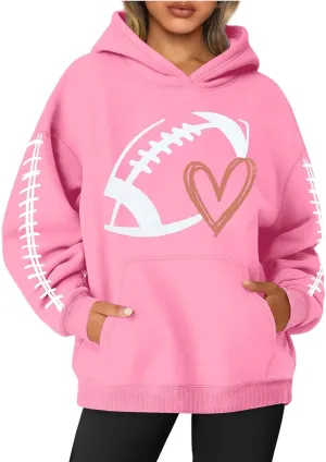 Football Mom Hoodie Women Long Sleeve Soccer Mom Sweatshirt Fall 2024 Sweatshirts Winter Outfits 2024 With Pockets