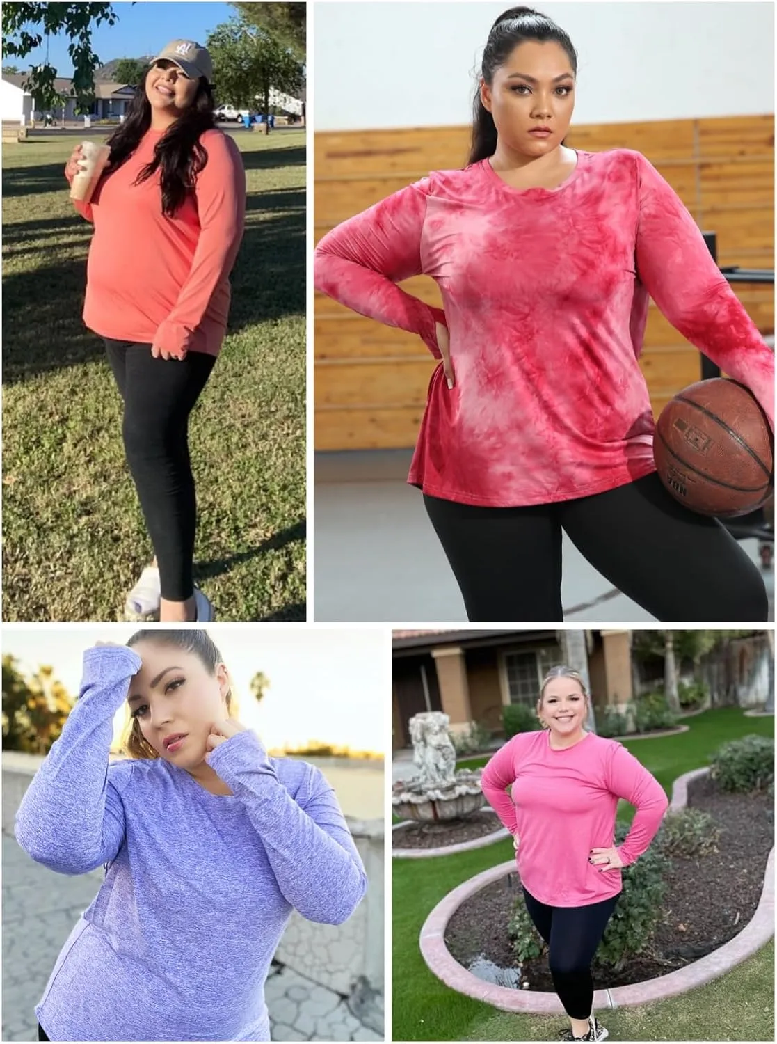 FOREYOND Plus Size Long Sleeve Athletic Tops for Women Soft Dry Fit Workout Tops Stretchy Lightweight Yoga Clothing XL-5XL