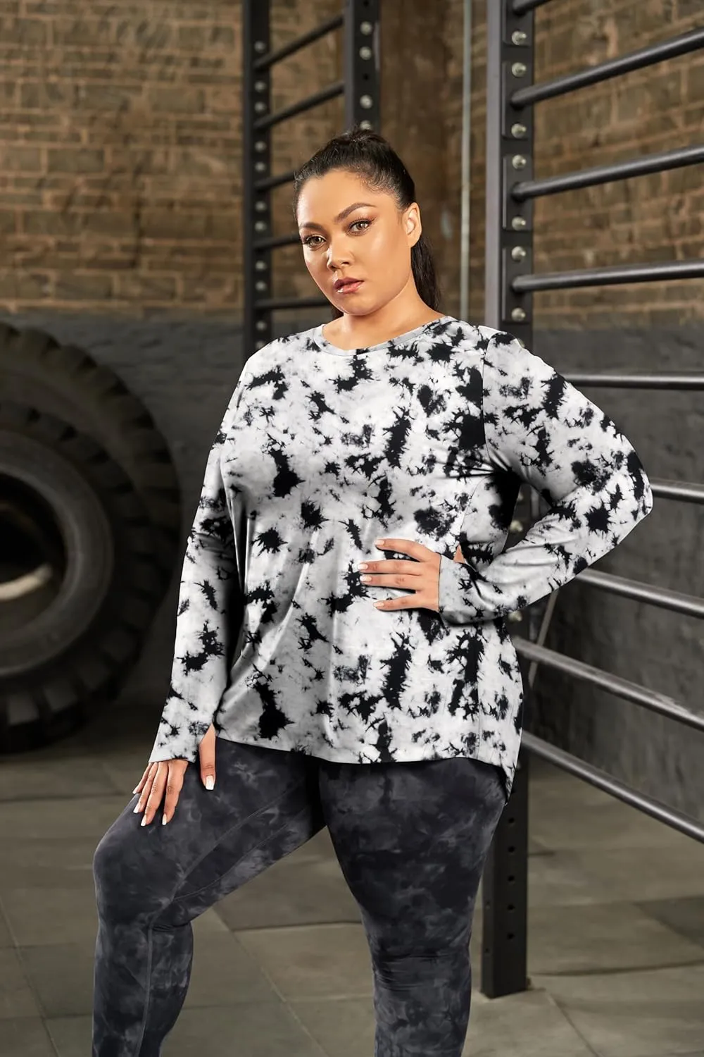 FOREYOND Plus Size Long Sleeve Athletic Tops for Women Soft Dry Fit Workout Tops Stretchy Lightweight Yoga Clothing XL-5XL