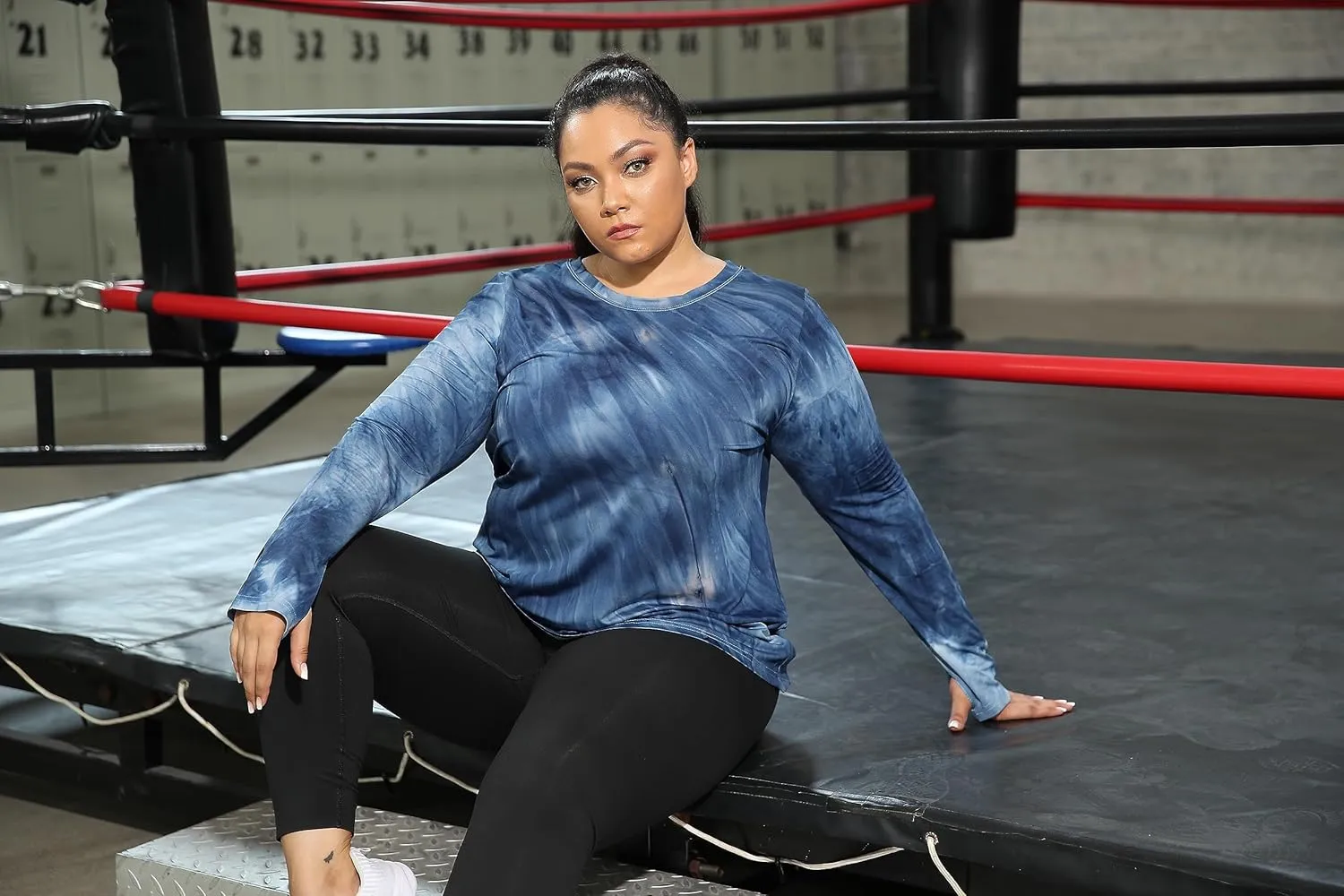 FOREYOND Plus Size Long Sleeve Athletic Tops for Women Soft Dry Fit Workout Tops Stretchy Lightweight Yoga Clothing XL-5XL