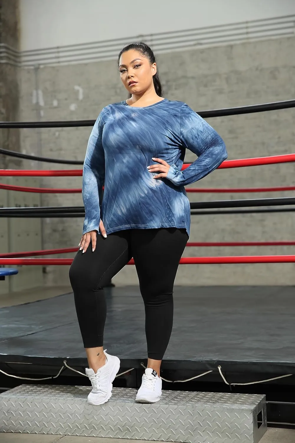 FOREYOND Plus Size Long Sleeve Athletic Tops for Women Soft Dry Fit Workout Tops Stretchy Lightweight Yoga Clothing XL-5XL