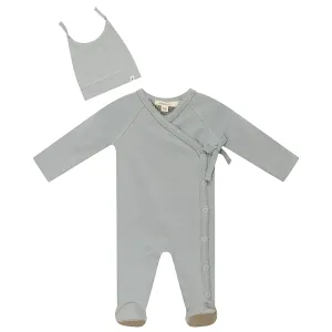 Fragile Seafoam Scallop Stitch Footie Set