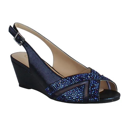Glamour Peep Toe Wedges - Minsk - Navy