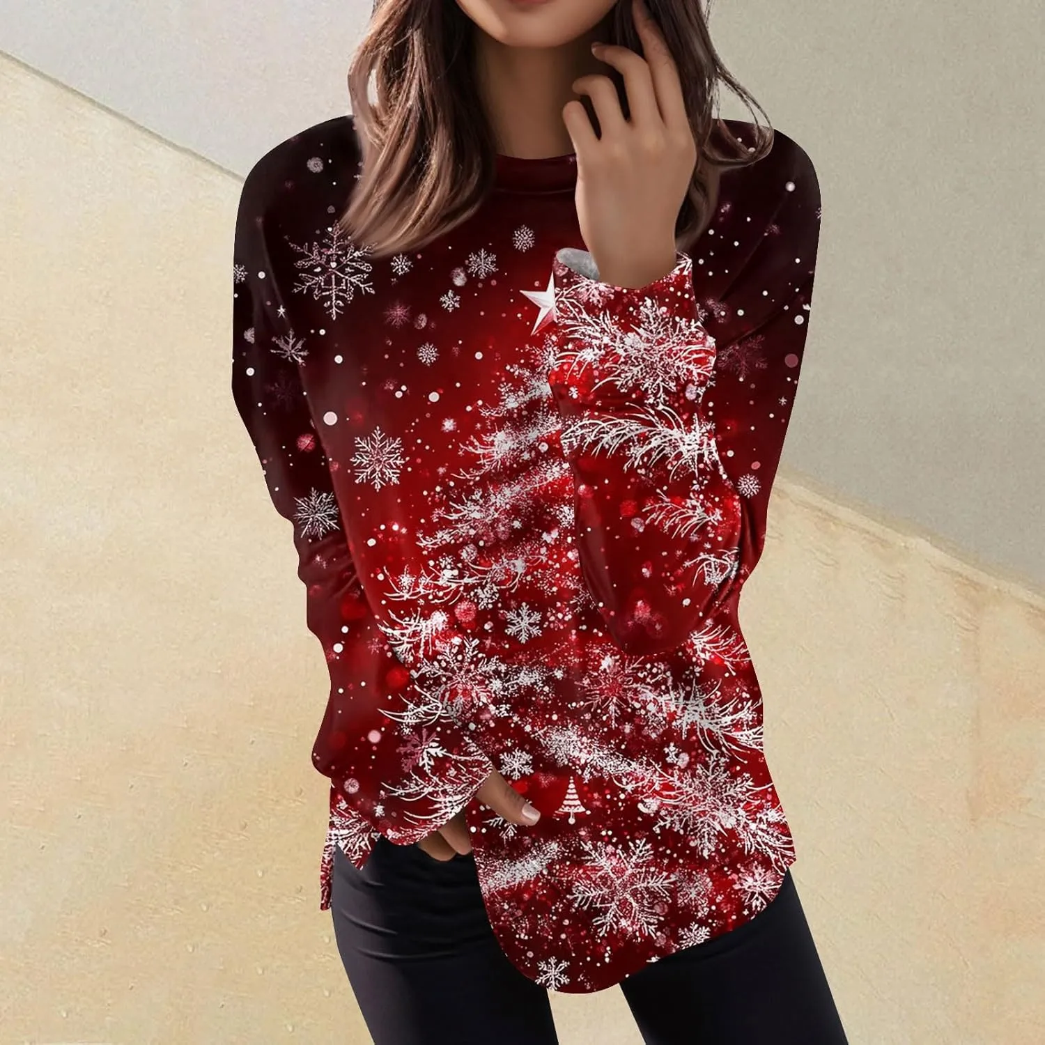 GOFULY Sweatshirt For Women Crewneck Fall Pullovers Lightweight Floral Print Sweatshirts Oversized Long Sleeve Shirts Outfits