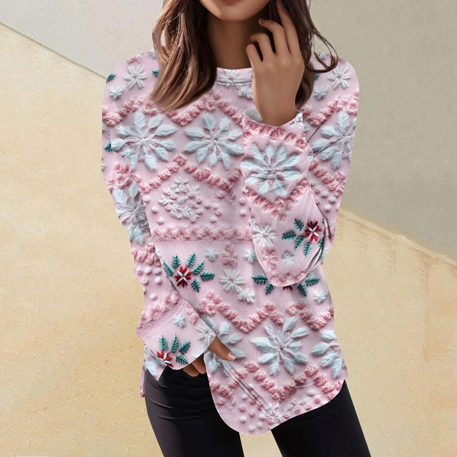 GOFULY Sweatshirt For Women Crewneck Fall Pullovers Lightweight Floral Print Sweatshirts Oversized Long Sleeve Shirts Outfits