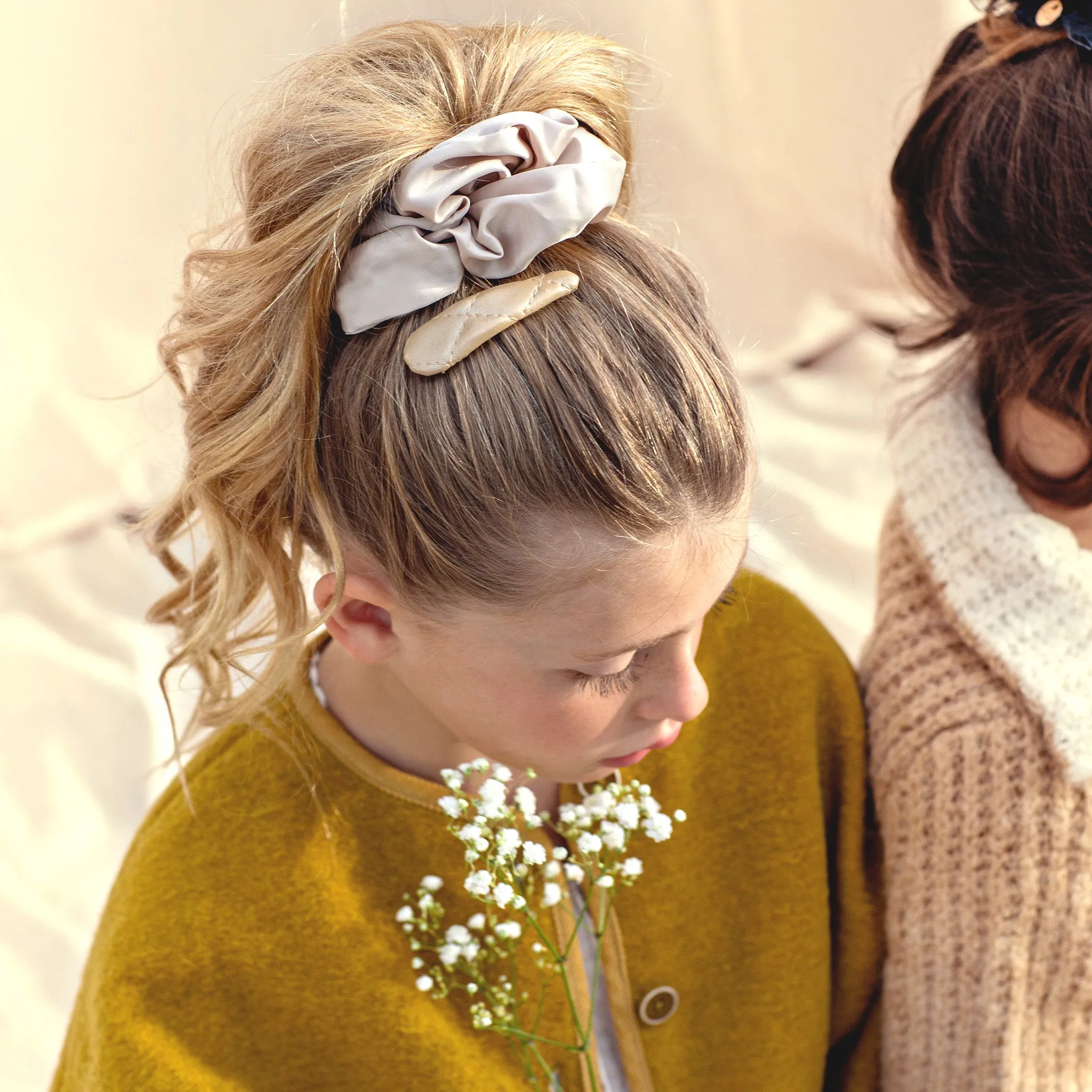 Halo Luxe Rosa Vintage Satin Scrunchie - Champagne