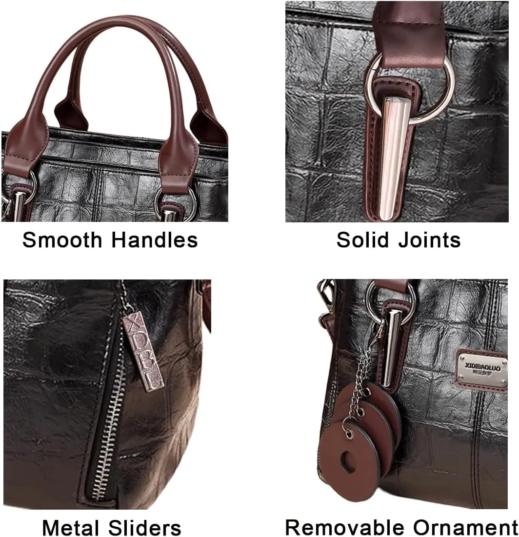 Handbags and Purses for Women Vegan Leather Tote Bag with Zipper Compartments Womens Shoulder Crossbody Satchel Bags