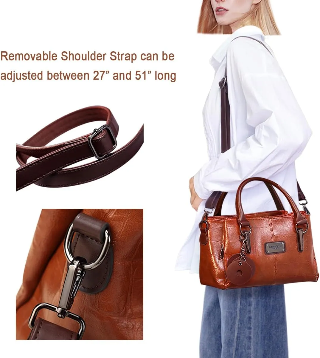 Handbags and Purses for Women Vegan Leather Tote Bag with Zipper Compartments Womens Shoulder Crossbody Satchel Bags
