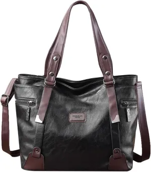 Handbags and Purses for Women Vegan Leather Tote Bag with Zipper Compartments Womens Shoulder Crossbody Satchel Bags
