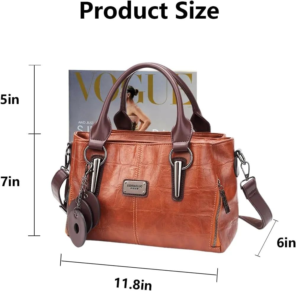 Handbags and Purses for Women Vegan Leather Tote Bag with Zipper Compartments Womens Shoulder Crossbody Satchel Bags