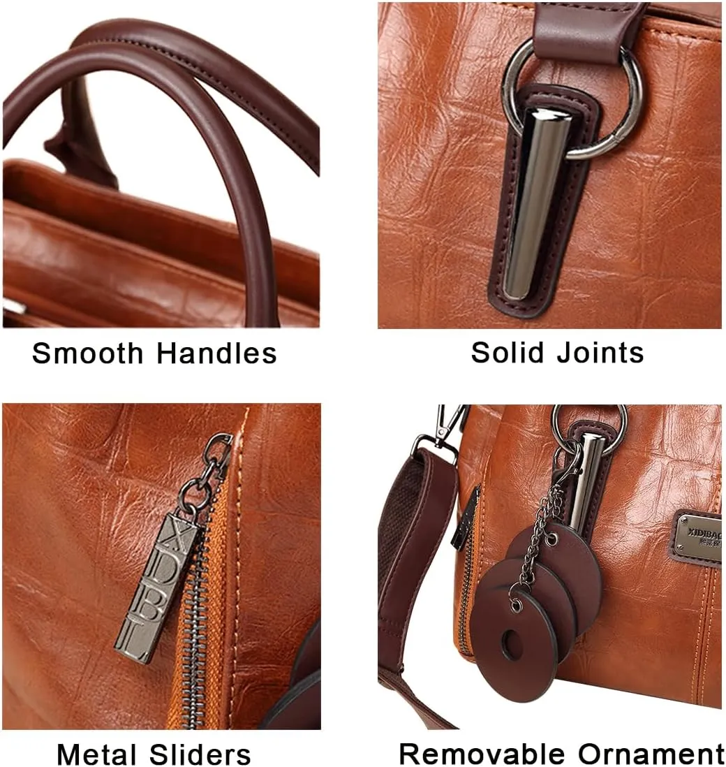 Handbags and Purses for Women Vegan Leather Tote Bag with Zipper Compartments Womens Shoulder Crossbody Satchel Bags
