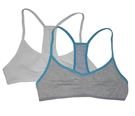 Hanes Girl's Shirred Front Racerback Bralette 2-Pack (H124)