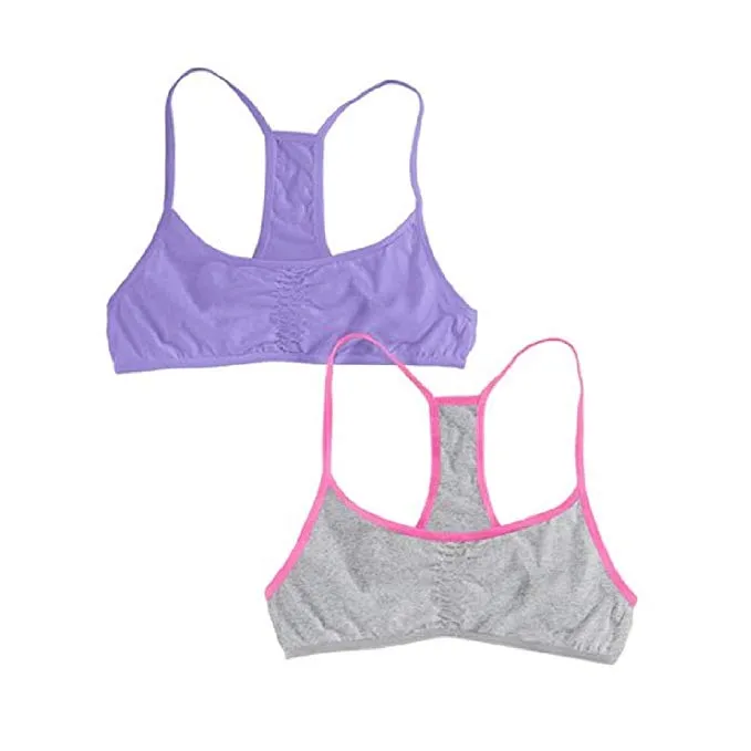 Hanes Girl's Shirred Front Racerback Bralette 2-Pack (H124)