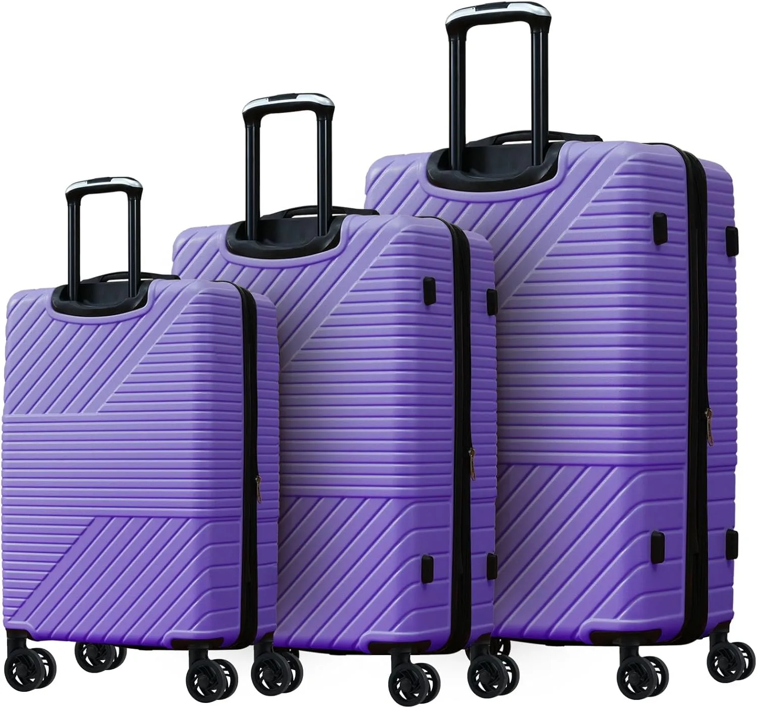 Hardshell Luggage Set for Effortless Travel, Lightweight and Spacious, 3-Piece with Double Spinner Wheels, Purple