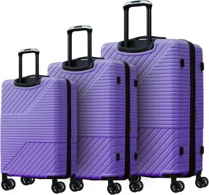Hardshell Luggage Set for Effortless Travel, Lightweight and Spacious, 3-Piece with Double Spinner Wheels, Purple