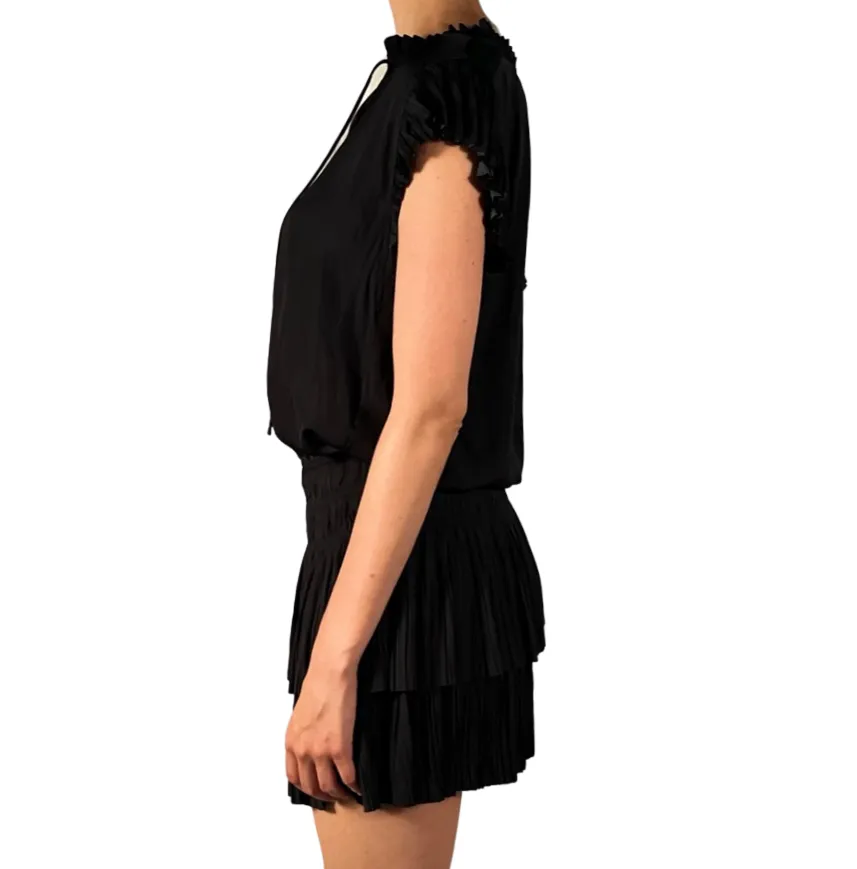 Haya Pleated Skirt & Slv Neck Tie Midi Dress