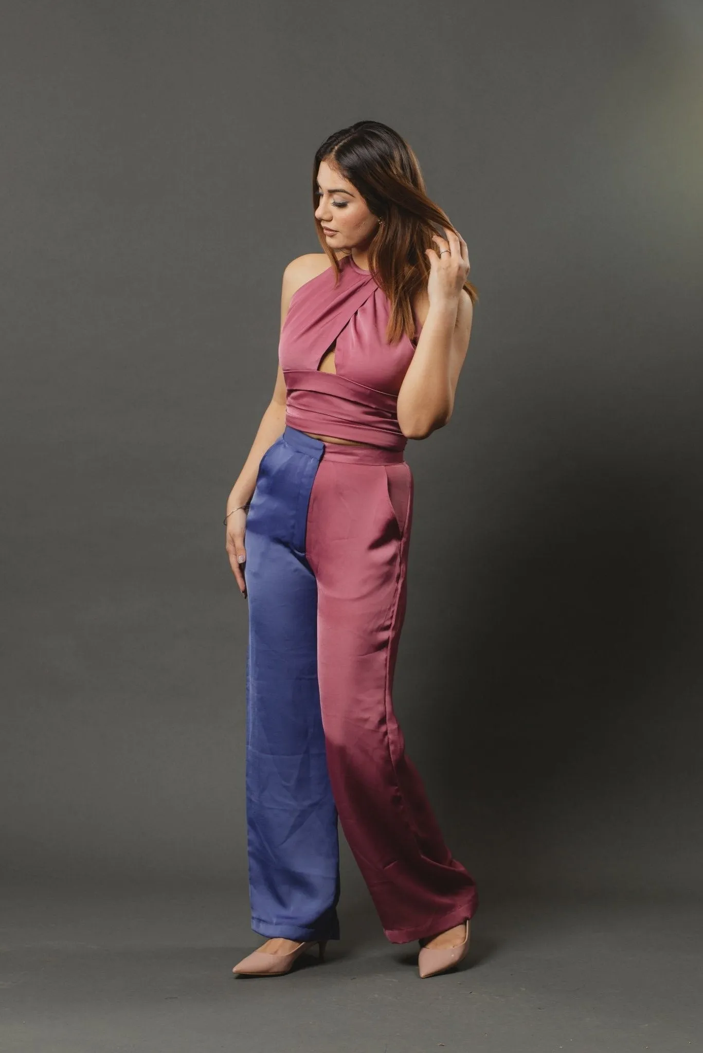 Heartbreaker Tie Up Top In Smoky Pink