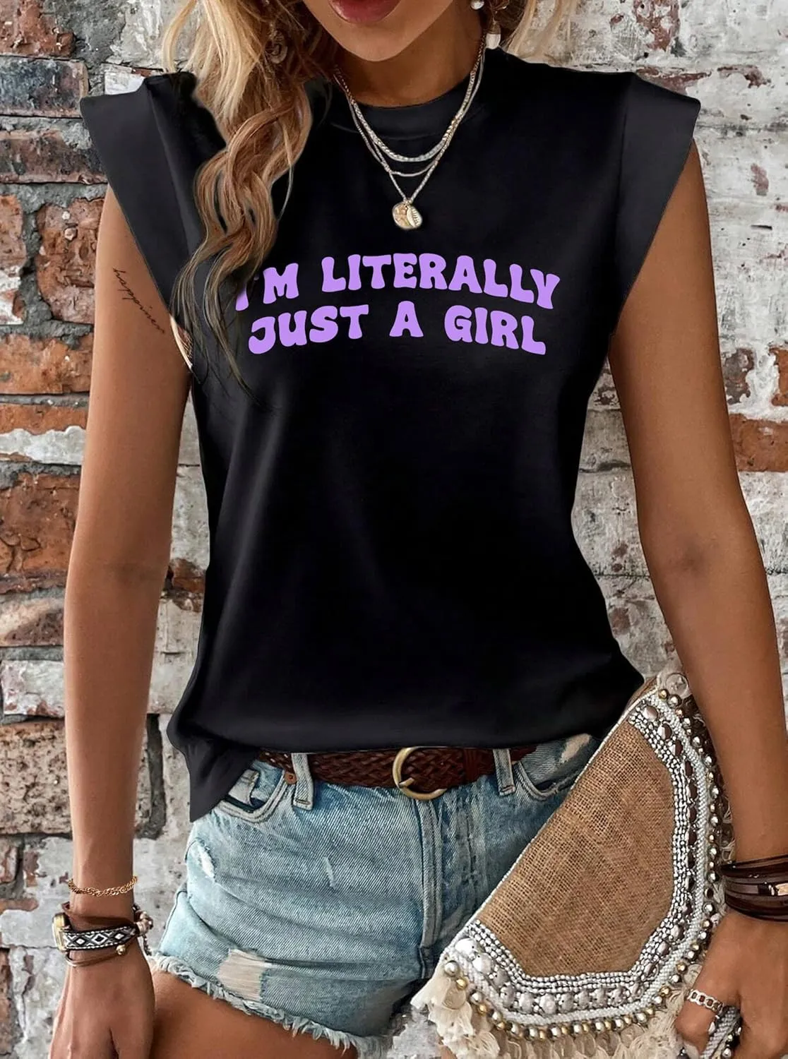 Hilinker Women's Cute Summer Cap Sleeve Top Mock Neck T Shirts Casual Loose Summer Tee