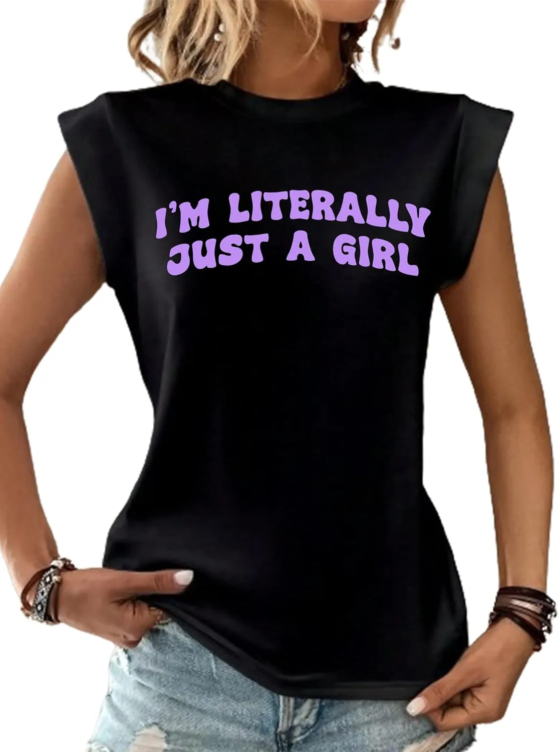 Hilinker Women's Cute Summer Cap Sleeve Top Mock Neck T Shirts Casual Loose Summer Tee