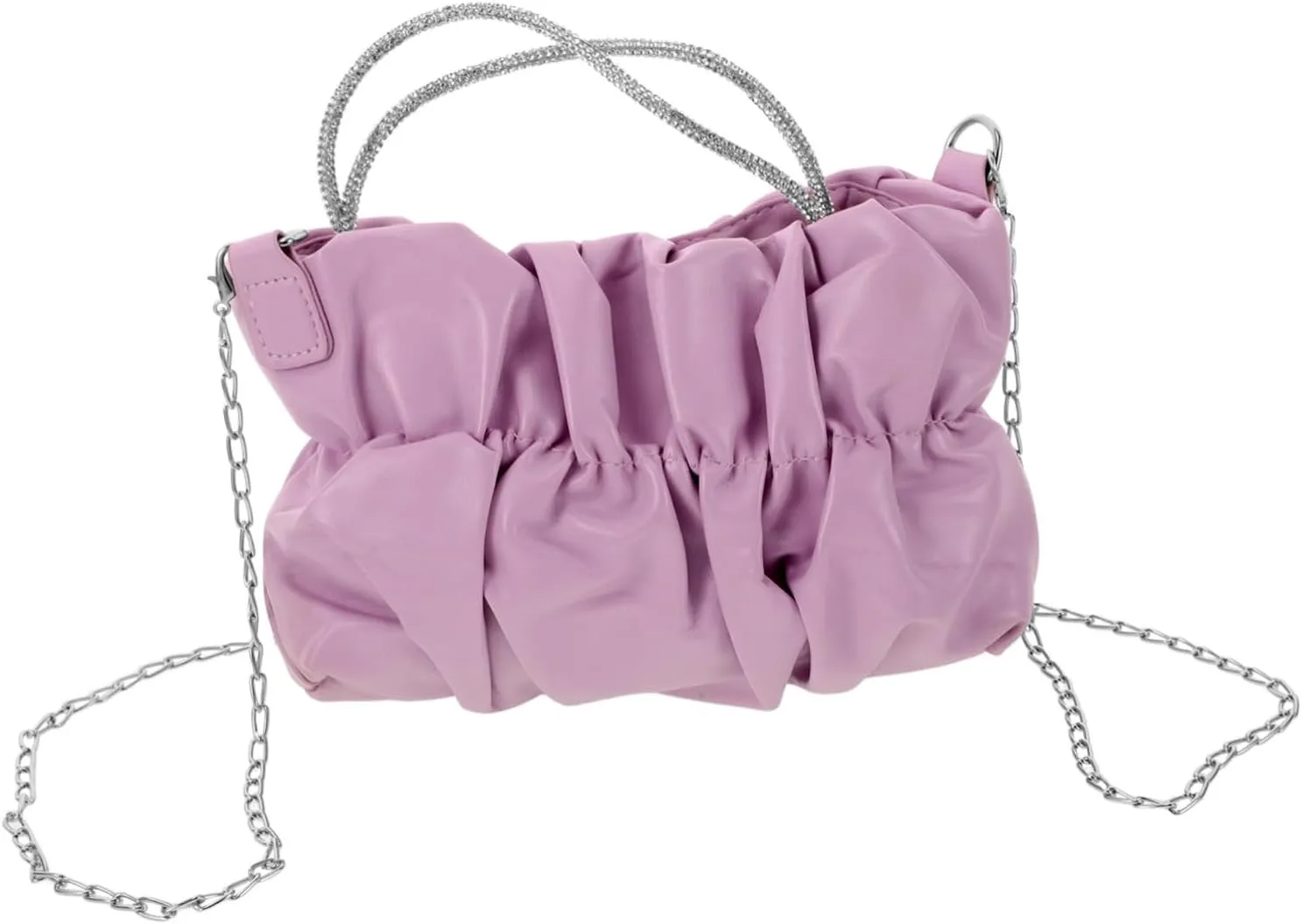 Homoyoyo Fashionable Ruched Handbags Pleated Shoulder Bag Clutch for Women Chain Crossbody Bag Evening Purse Women's Party Purse Compact Design