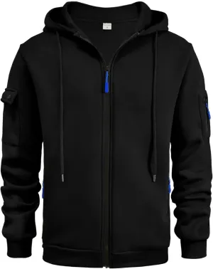 Hoodies for Men Full Zip Up Long Sleeve Sports Hooded Jacket Casual Gym Athletic Sweatshirt Coats with Zip Pockets