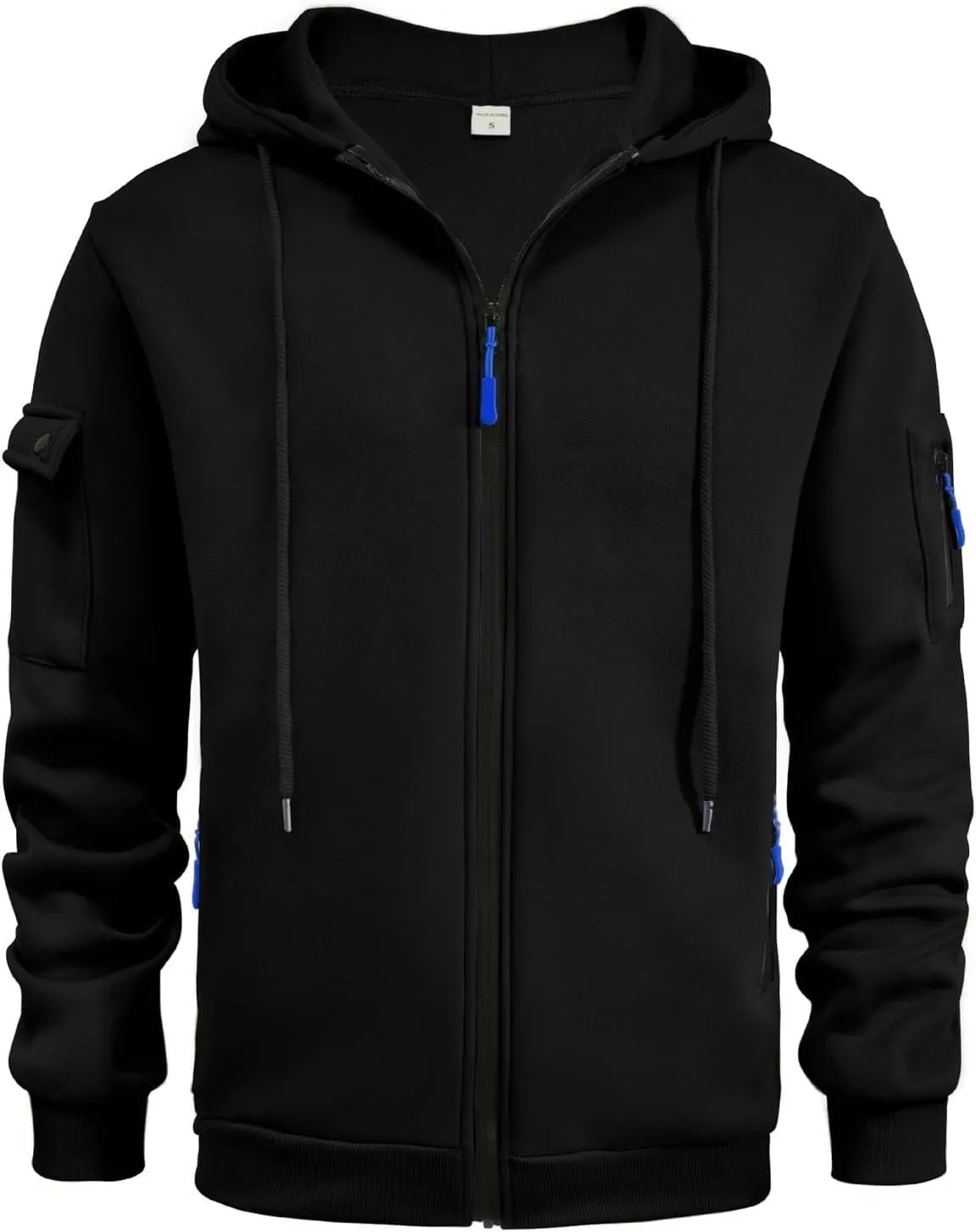 Hoodies for Men Full Zip Up Long Sleeve Sports Hooded Jacket Casual Gym Athletic Sweatshirt Coats with Zip Pockets