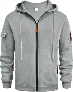 Hoodies for Men Full Zip Up Long Sleeve Sports Hooded Jacket Casual Gym Athletic Sweatshirt Coats with Zip Pockets