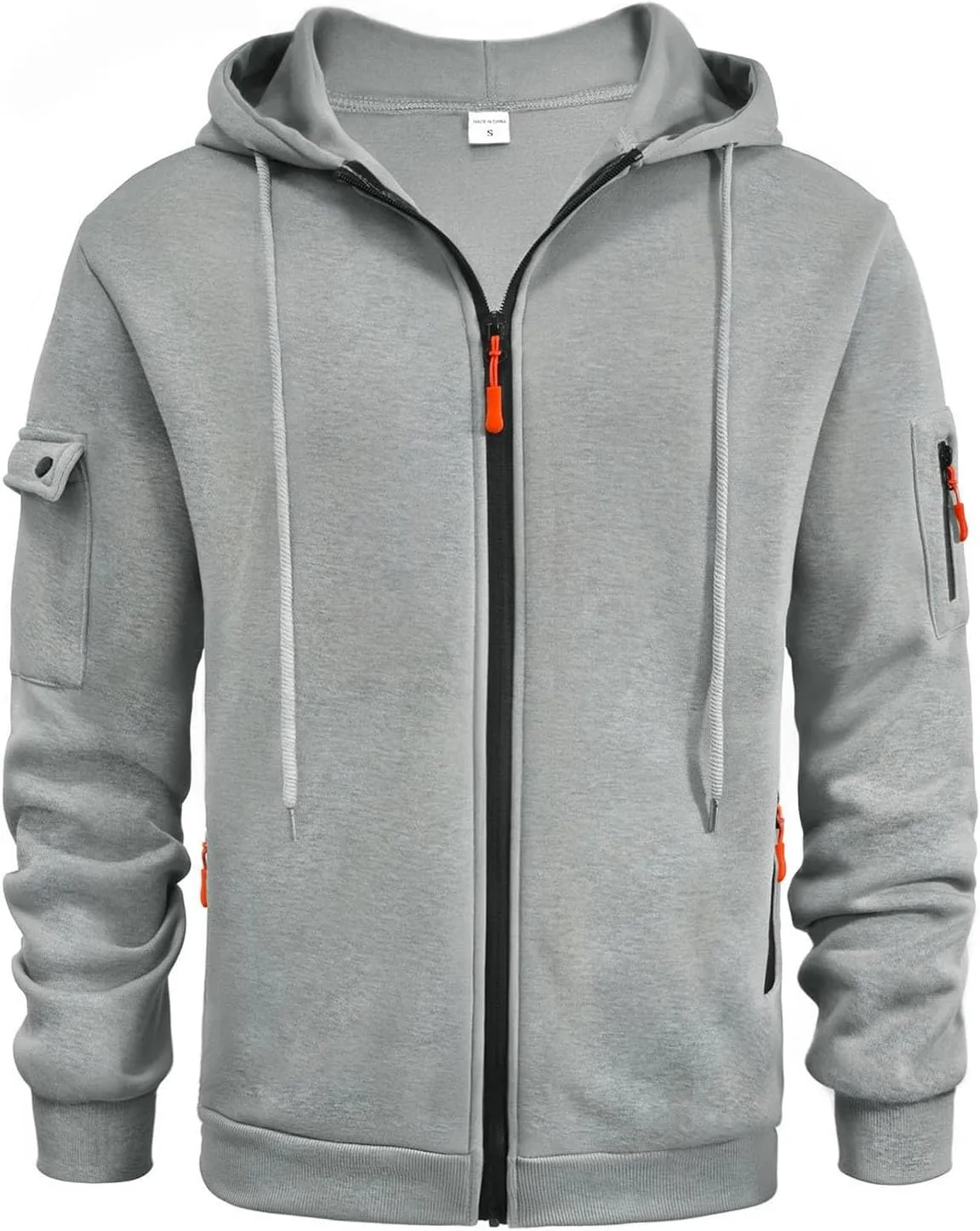Hoodies for Men Full Zip Up Long Sleeve Sports Hooded Jacket Casual Gym Athletic Sweatshirt Coats with Zip Pockets