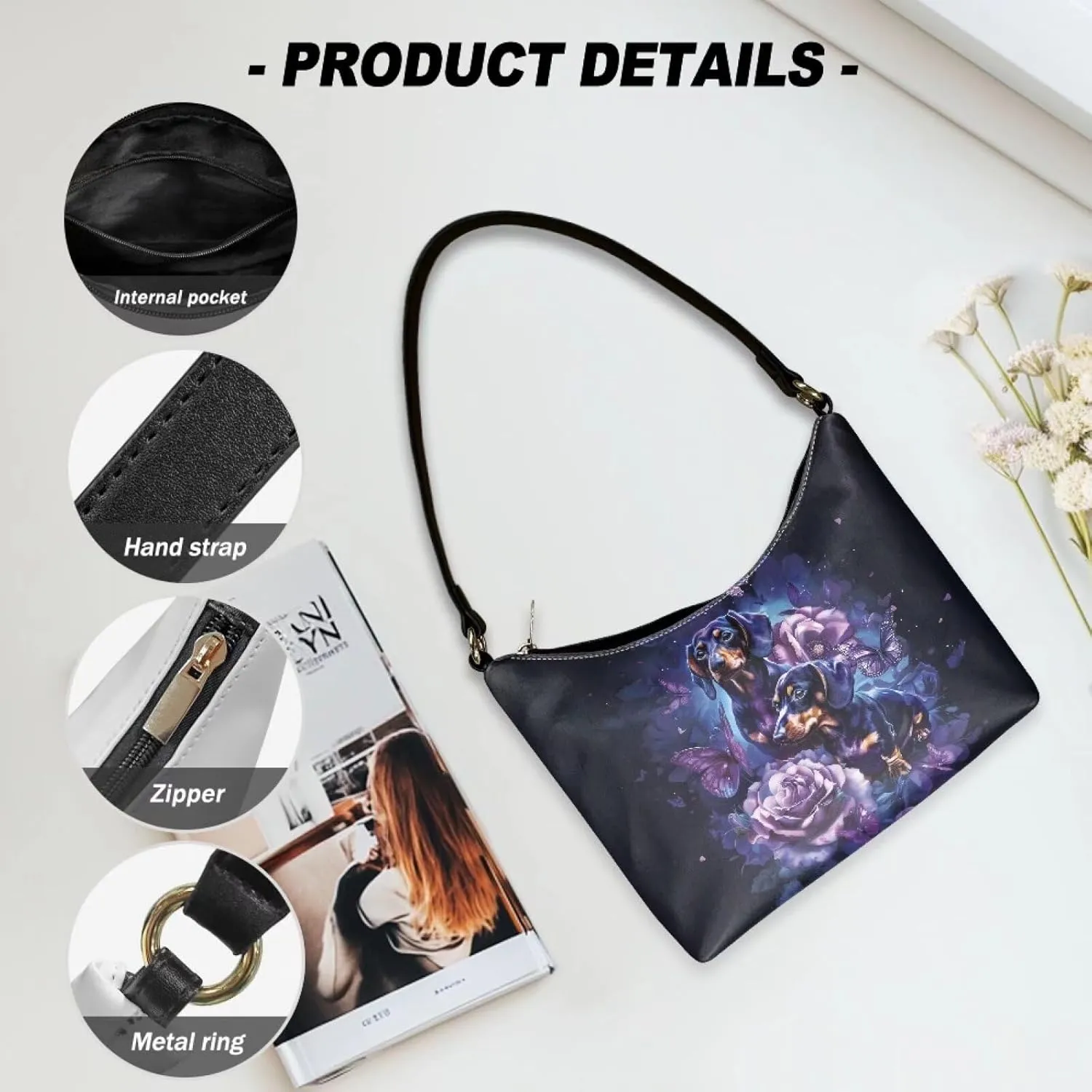 HUGS IDEA Shoulder Bag for Women Small Clutch Purse Mini Handbags PU Leather Underarm Bag