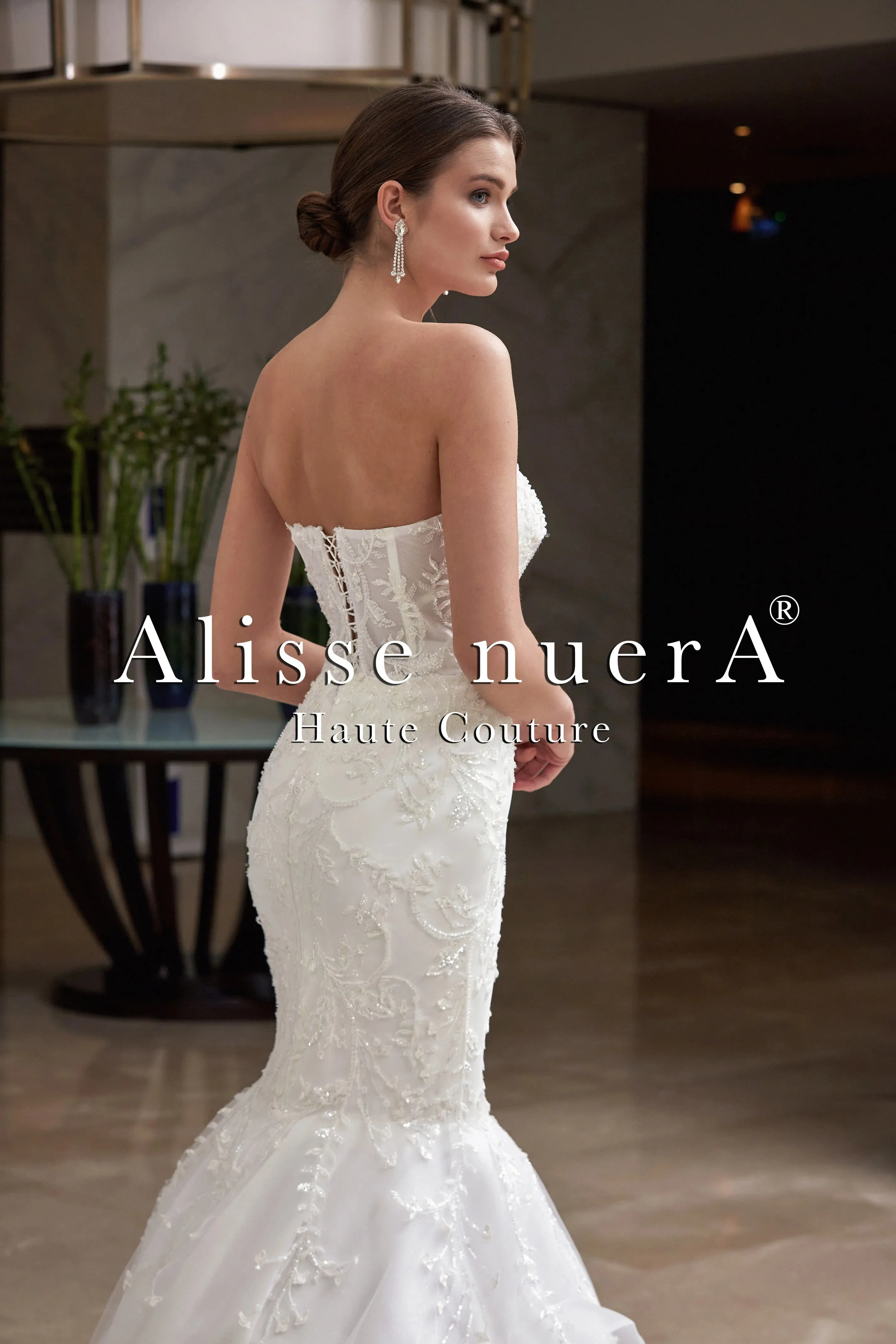 Illusion Corset Bodice Full Lace Trumpet Wedding Dress
