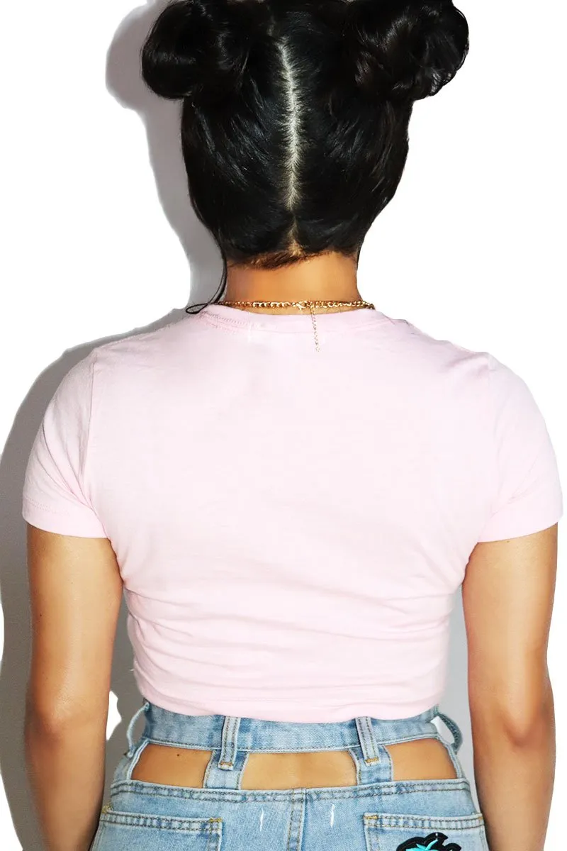 I'm Baby Fitted Crop Tee-Pink