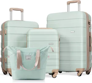 JCSD Expandable Luggage Set with Durable ABS Suitcases & Travel Bag, 360 Spinner Wheels, Convenient Organization, Grey Green