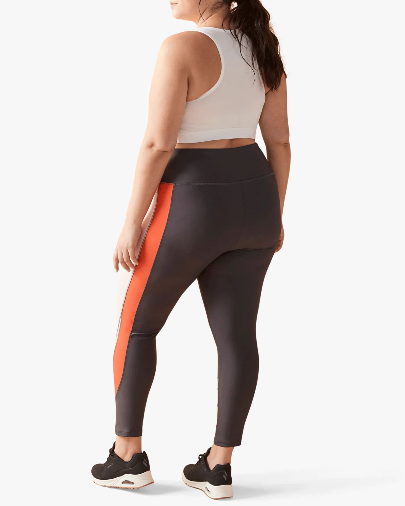 Jenna Colorblock Leggings | Charcoal Grey / Orange