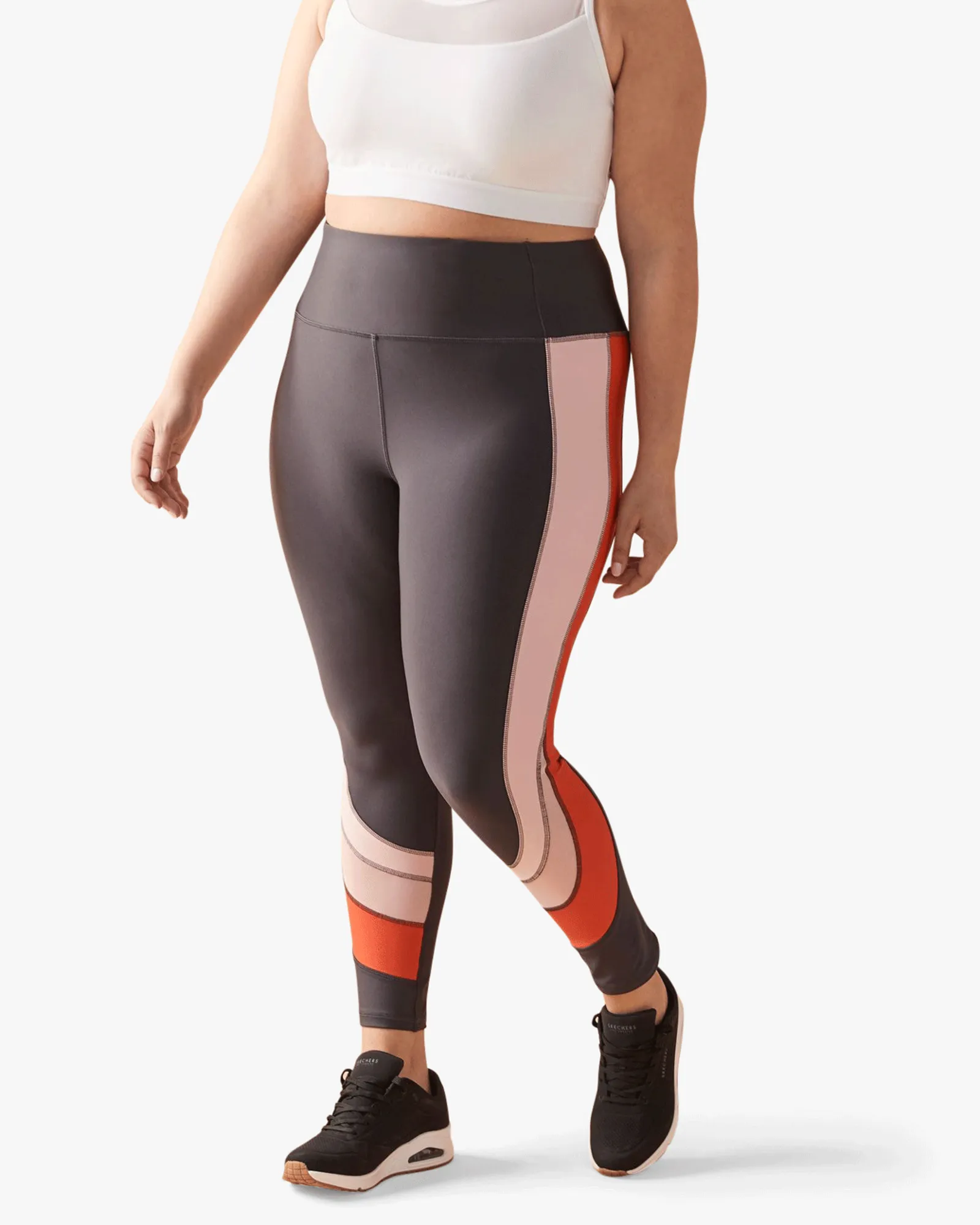 Jenna Colorblock Leggings | Charcoal Grey / Orange