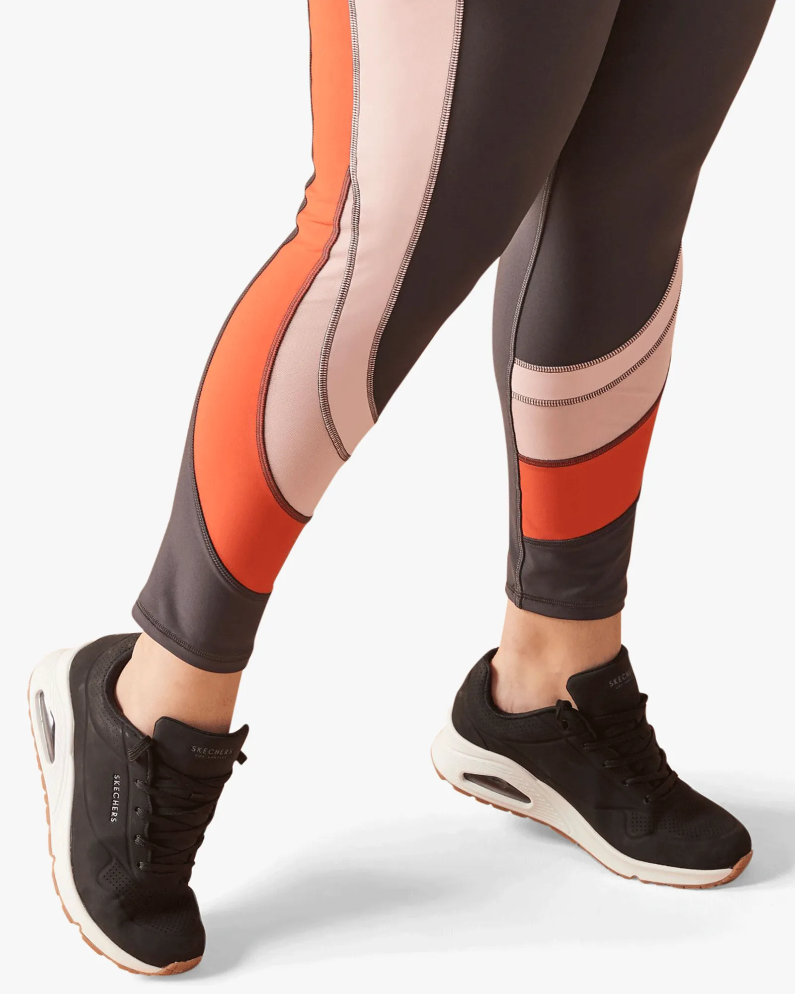 Jenna Colorblock Leggings | Charcoal Grey / Orange