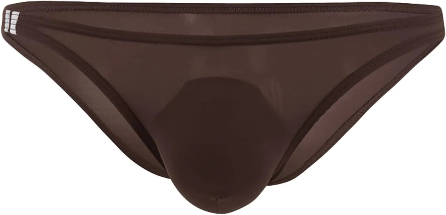 JEsilunmaMY Mens Ice Silk Thong Briefs Low Waist Bulge Pouch Bikini Underwear See Through Comfortable Underpants Swimwuit