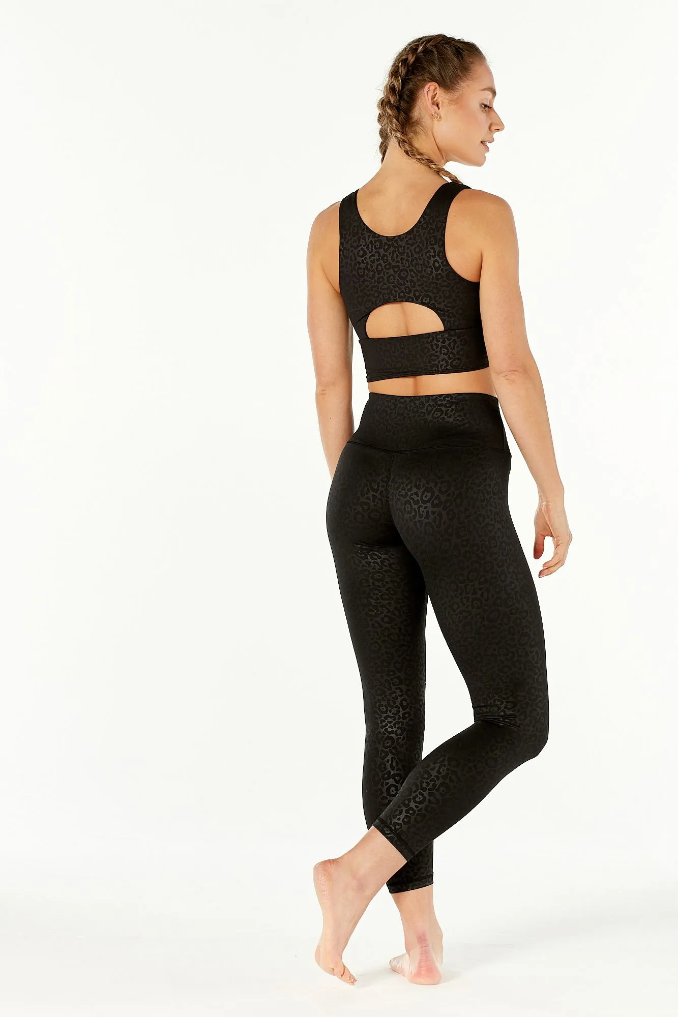 Jet Leopard High Waisted Legging 7/8 Length