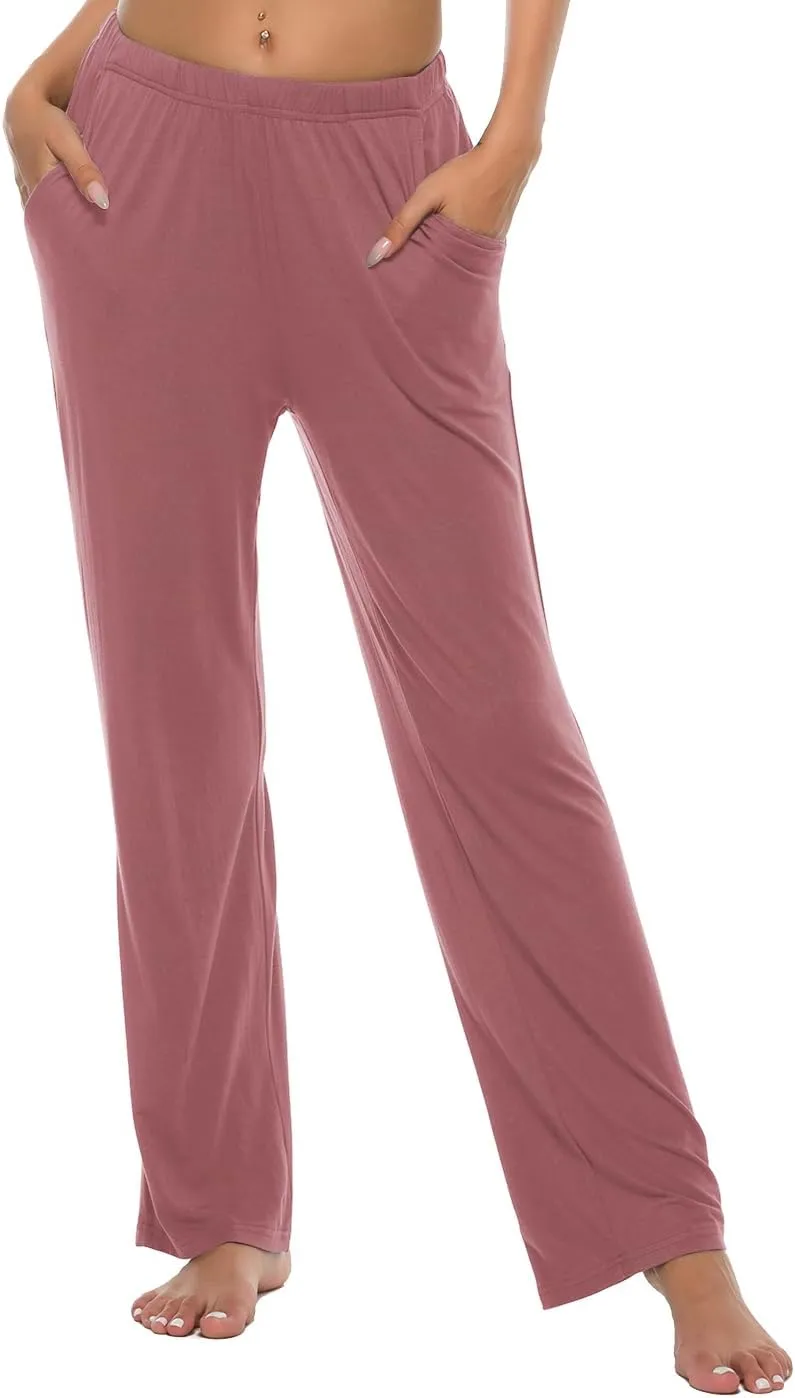 JINSHI Womens Pajama Pants with Pockets Soft Comfortable Lightweight Elastic Drawstring Modal Pajama Bottoms Lounge Pants