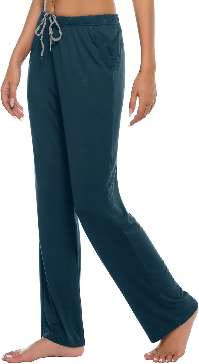 JINSHI Womens Pajama Pants with Pockets Soft Comfortable Lightweight Elastic Drawstring Modal Pajama Bottoms Lounge Pants
