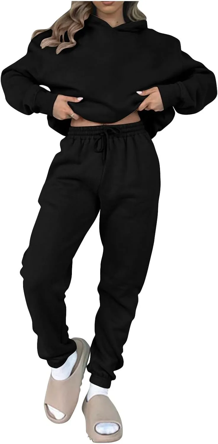 Jogger Sets for Women 2 Piece Lounge Sets Matching Sweat Outfits Oversized Hoodie Sweatsuits Comfy Joggers Tracksuit