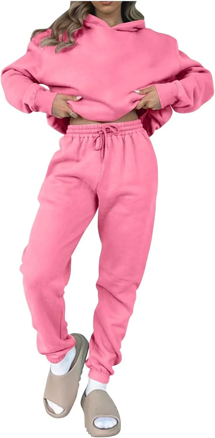 Jogger Sets for Women 2 Piece Lounge Sets Matching Sweat Outfits Oversized Hoodie Sweatsuits Comfy Joggers Tracksuit