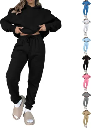 Jogger Sets for Women 2 Piece Lounge Sets Matching Sweat Outfits Oversized Hoodie Sweatsuits Comfy Joggers Tracksuit