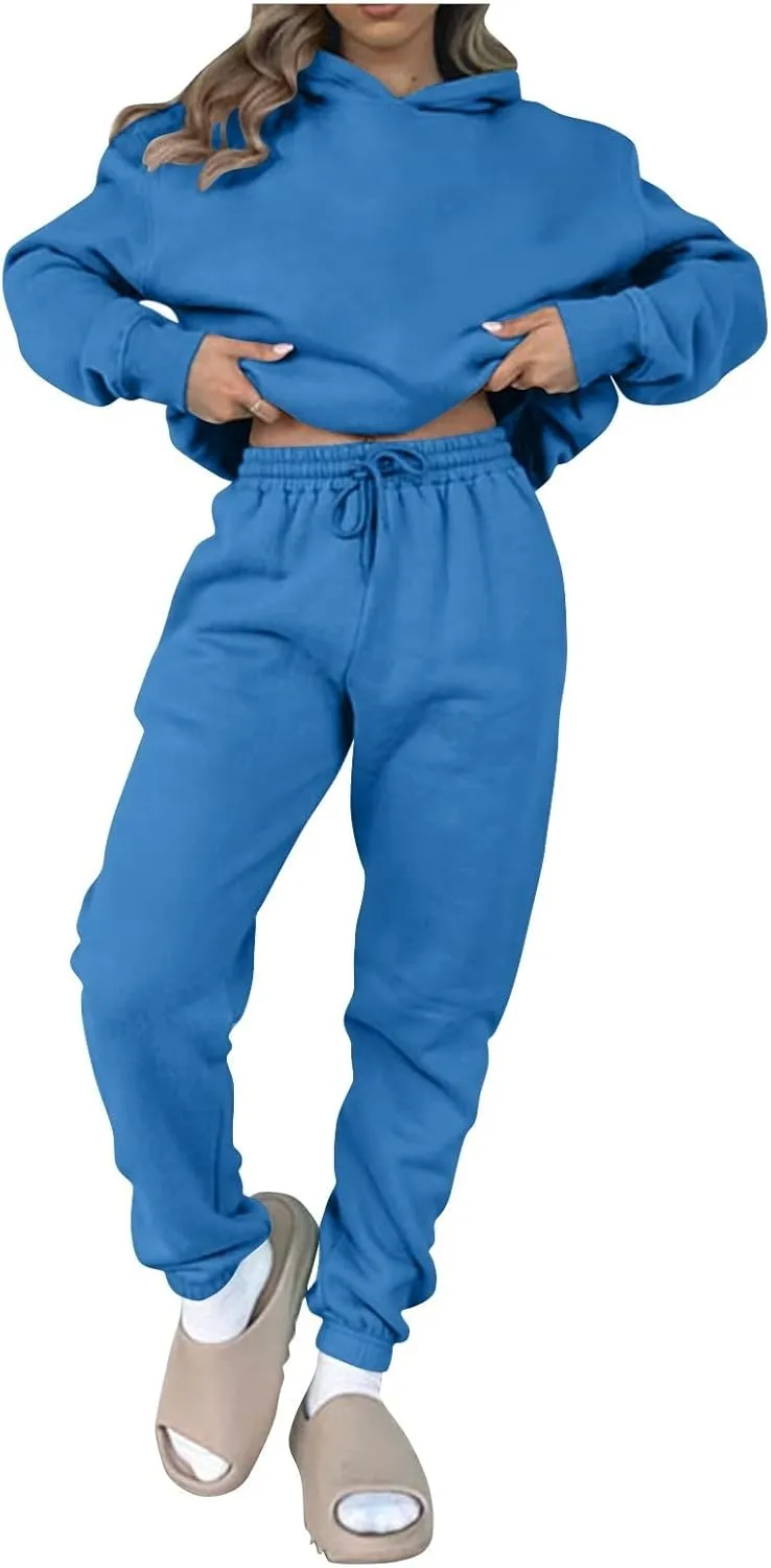 Jogger Sets for Women 2 Piece Lounge Sets Matching Sweat Outfits Oversized Hoodie Sweatsuits Comfy Joggers Tracksuit