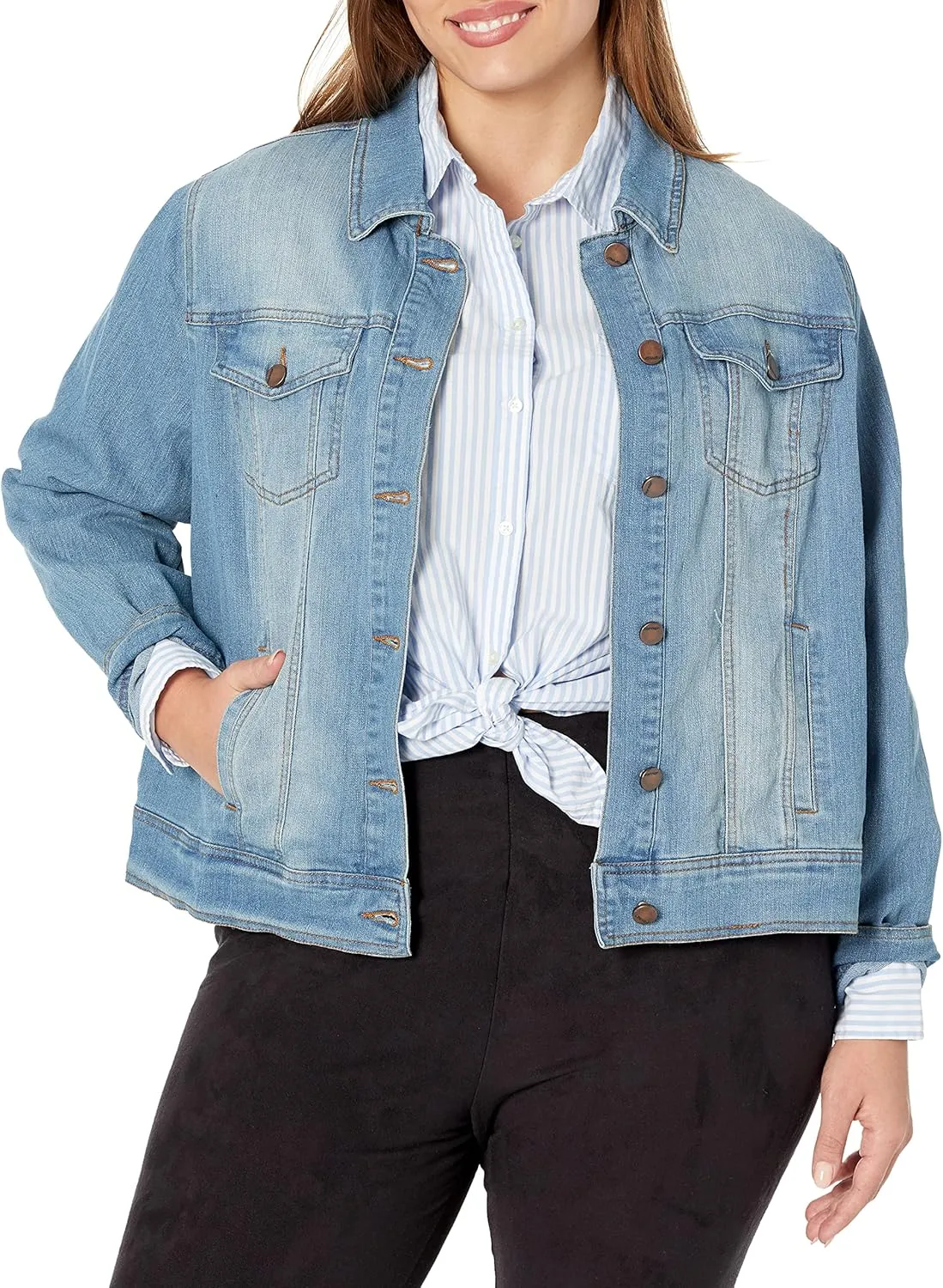 JOUJOU Women's Lightweight Denim Jacket, Comfortable & Designer Coat